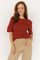 Serenity Knit Sweater Top | Rust